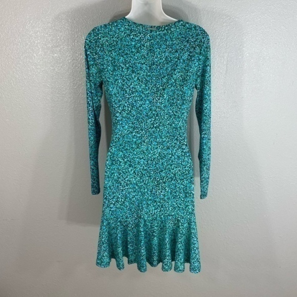 Michael Kors Green Printed Ruffle Hem Jersey Dress - image 8